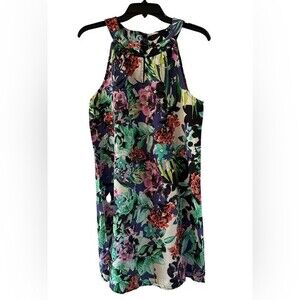 C&C California Floral Linen Summer Dress Size M